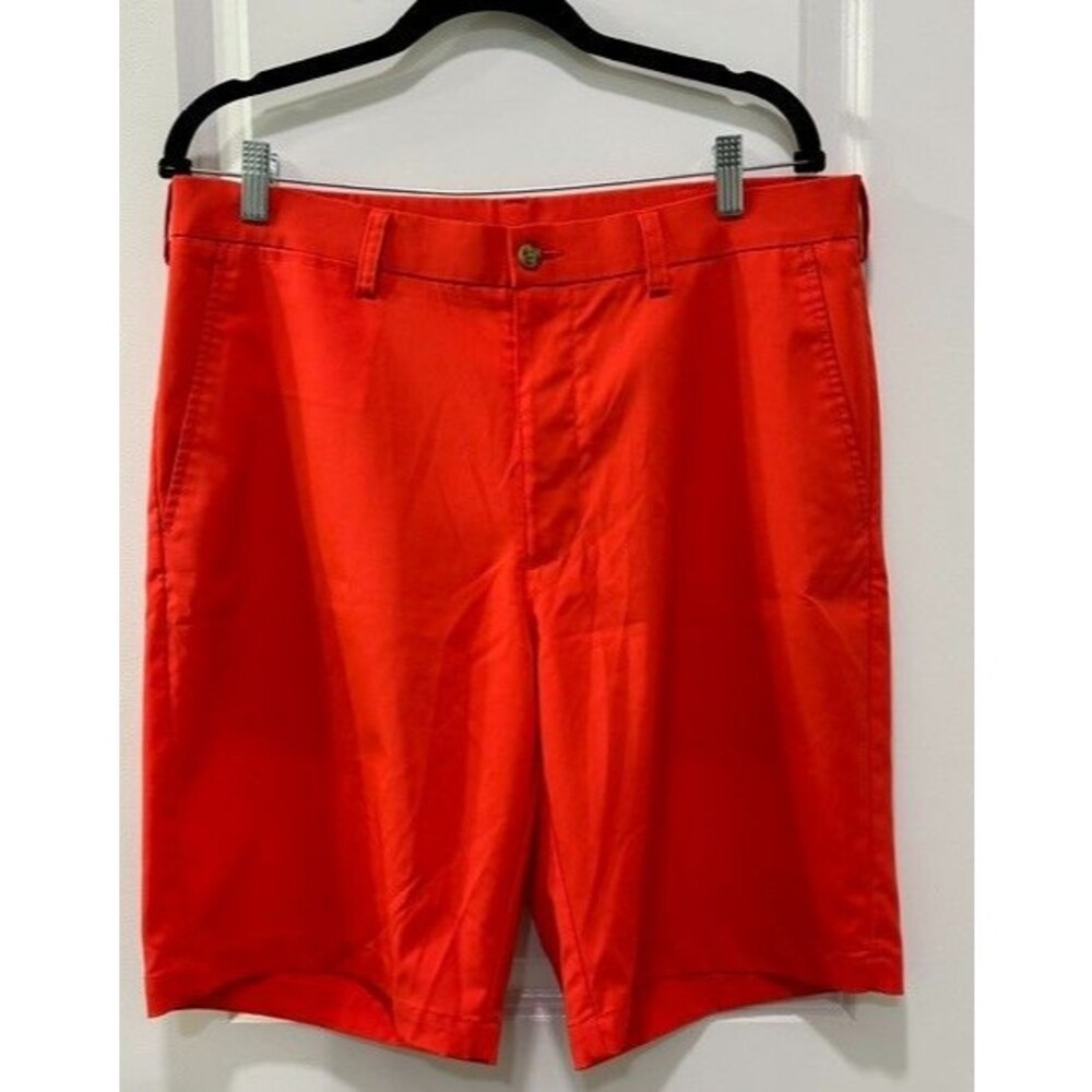 PGA Tour Men's Flat Front Golf Shorts Size 34 Orange 100% Polyester/Preppy